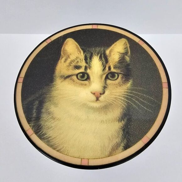 Vintage Hallmark Historical Collection Cat Lacquer Trinket Music Jewelry Box - Picture 1 of 15